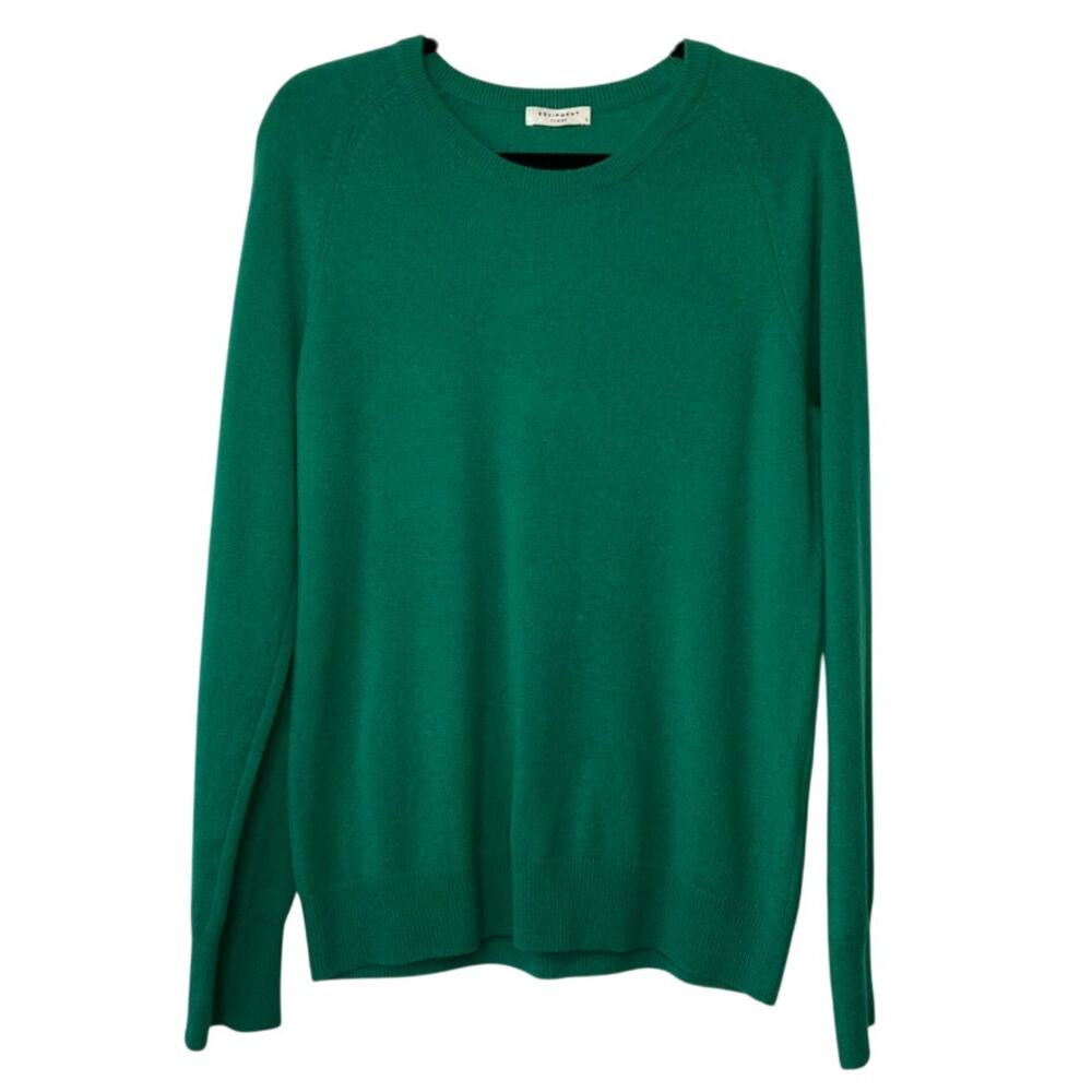 Equipment Femme Green Sloane 100% Cashmere Sweater Preppy Minimalist Size Large